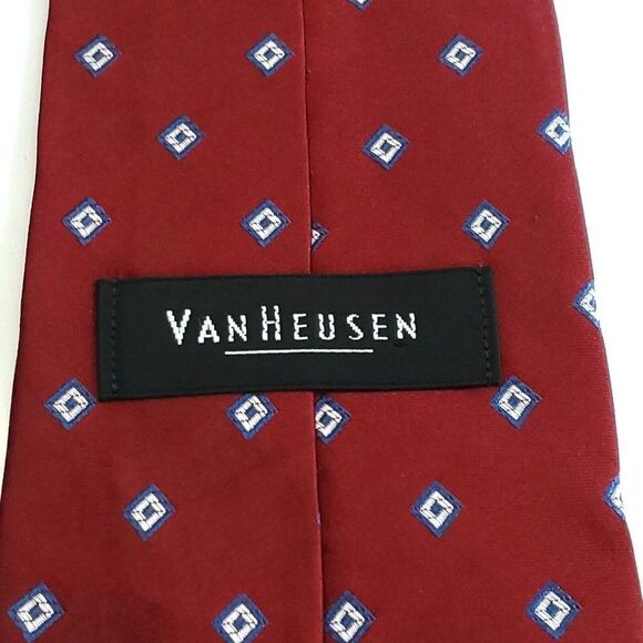 Van Heusen Red Geometric Woven Wide Silk Tie - Picture 3 of 6
